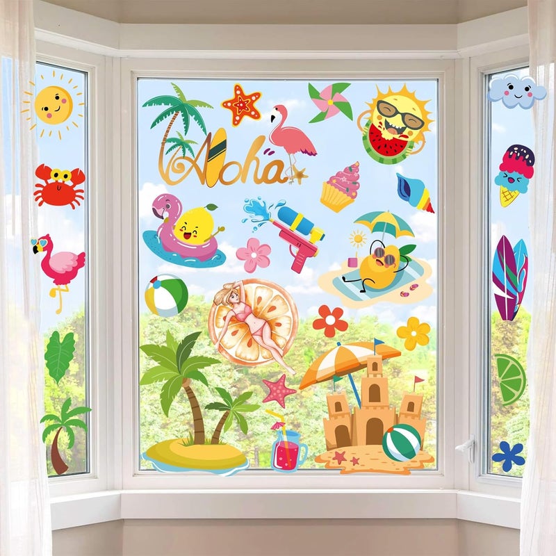 i-Beeboo Summer Decorations Window clings for Glass Windows Summer Window Stickers - Image 1
